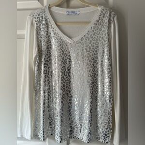 Silver leopard print sweater